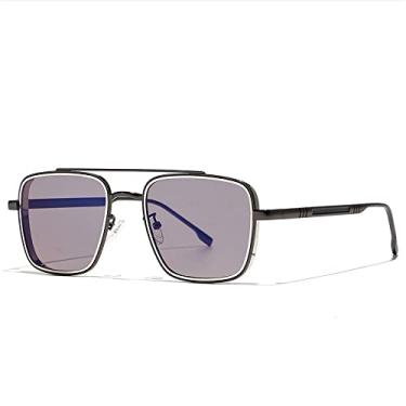 Imagem de Óculos de sol masculino quadrado gradiente Óculos de sol da moda vintage Óculos de sol feminino Punk Óculos de sol, C02, tamanho único