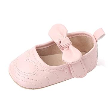 Imagem de Sapatos infantis para meninas com laço para os primeiros passos, sola macia, respirável, sapatos de princesa, roupas para meninas, Vermelho, 6-12 Meses