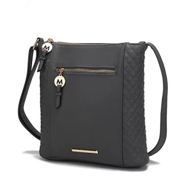 Imagem de MKF Collection Bolsa tiracolo feminina, alça ajustável, couro vegano, bolsa carteiro lateral cruzada por Mia K, Miranda Charcoal, Medium