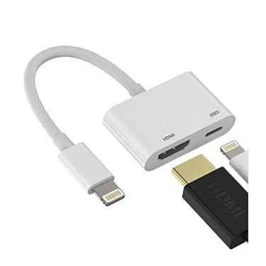 Imagem de Adaptador Lightning para HDMI para TV compatível com iPhone 12 13 pro max divisor digital AV fêmea porta conversor e cabo conector de carregamento projetor monitor tela de sincronização iPad Mini Apple MFI certificado