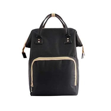 Imagem de Mochila multifuncional para troca de fraldas, com bolsos isolados separação úmida e seca à prova d'água Fralda multifuncional de grande capacidade Bolsa de viagem para bebê Mochila de alta capacidade, preta