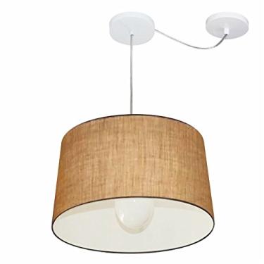 Imagem de Lustre Pendente com Desvio de Centro Cúpula 30/40x45 cm, Vivare Iluminação, Pendente4275 LP, Palha, Médio