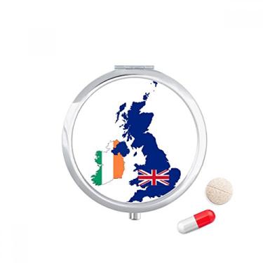 Imagem de Mapa da Grã-Bretanha, bandeira da Irlanda, país Reino Unido, porta-comprimidos, caixa de armazenamento de medicamentos