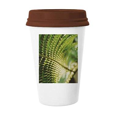 Imagem de Caneca de vidro de cerâmica com foto de folhas e caneca natural para copo de café