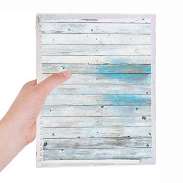 Imagem de Caderno de madeira Mordern com listras brilhantes e estampa de ilustração de folhas soltas diário recarregável, papelaria