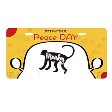 Imagem de DIYthinker Placa de licença de macaco preto e branco animal decoração de carro dia da paz