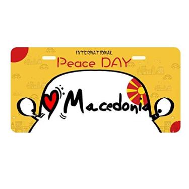 Imagem de DIYthinker Placa de licença I Love Macedonia Bandeira da Palavra Love Heart Ilustration Etiqueta Decoração de carro Dia da Paz