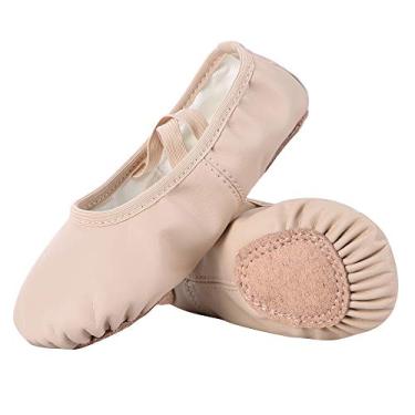 Imagem de Sapatos de balé de couro macio Dynadans/sapatilhas de balé/sapatos de dança (infantil/pequeno/grande/feminino), Nude, 11 Toddler