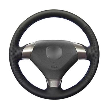 Imagem de Capa de volante de couro confortável antiderrapante costurada à mão preta, apto para Honda Accord 7 Coupe 2003 a 2007 3 raios