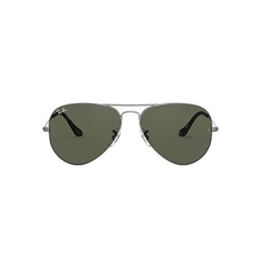 Imagem de Óculos de sol aviador clássico Ray-Ban RB3025, cinza areia transparente/G-15 verde, 58 mm