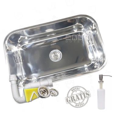 Imagem de Kit Cuba N2 Inox Alto Brilho 56x34x17 Tecnocuba Com Dosador