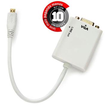Imagem de Cabos Micro Hdmi - Vga Com Áudio - Kit 10