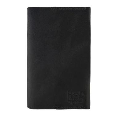 Imagem de Capa de couro com anotações de campo, capa tipo carteira (9 x 14 cm). Compartimento para cartões de diário/recarregável Viajante Bolso Notebook feito à mão por Hide & Drink: Preto carvão