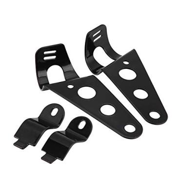 Imagem de Gorgeri 2 peças de aço inoxidável ajustável para montagem de farol de motocicleta suporte garfo Racer 28 mm-34 mm (preto)