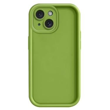 Imagem de HAZARA Capa de silicone para iPhone 15 Pro Max/15 Pro/15 Plus/15, capa à prova de choque com forro de microfibra, capa protetora de telefone com toque macio e sedoso, verde, 15