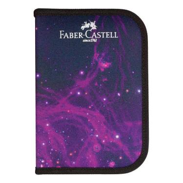 Imagem de Estojo Faber-Castell Cosmic Nylon + Kit Escolar 18 Itens