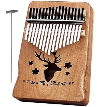 Imagem de Piano de dedo Kalimba de 17 teclas, piano de dedo de polegar de bolso Marimba, instrumento musical com martelo de afinação instrumento musical de oração em casa, (18 cm x 13 cm) xunlumuse
