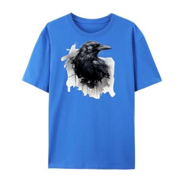 Imagem de Qingyee Camisetas Gothic Black Crow, Black Raven Camiseta com estampa Blackbird para homens e mulheres., Corvo azul, P