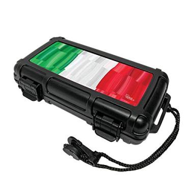 Imagem de Cigar Caddy Umidor de viagem, arte de Charlie Turano III, capacidade para 5 charutos, impermeável até 30 metros de profundidade, hermético, 1 disco umidificador na tampa, dobradiças de trava de aço