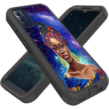 Imagem de FGDRFGRW Projetada para Moto G Play 2023 6,5 polegadas, resistente, resistente e durável, capa protetora híbrida à prova de choque de camada dupla, mulheres afro-americanas
