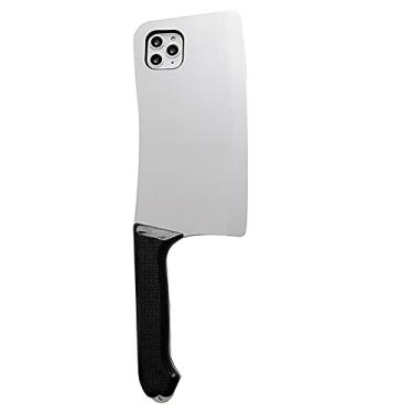 Imagem de Yesunktt Para iPhone 15 Plus Creative Cute High Imitation Spoof Fun Silicone Kitchen Knife Anti-Drop Protection Phone Case, Branco