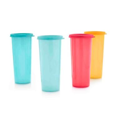 Imagem de Tupperware Conjunto de 4 copos empilháveis de 473 ml, com 4 cores sortidas