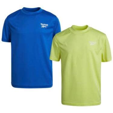Imagem de Reebok Camiseta de natação Rash Guard para meninos - FPS 50+ camisa de água de secagem rápida de manga curta - Pacote com 2 camisetas de natação com proteção solar, Azul cinético, P