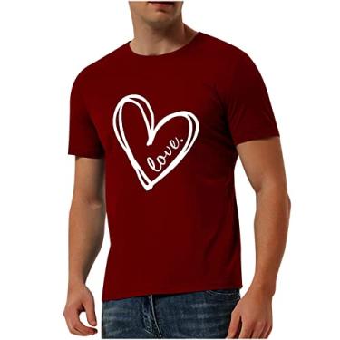 Imagem de Camiseta masculina unissex para o Dia dos Namorados para casais, camisetas grandes para homens e mulheres, Vinho (masculino), M