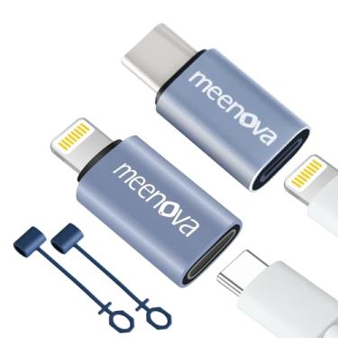 Imagem de Meenova Adaptador Lightning fêmea para USB-C macho (60W) e adaptador USB-C fêmea para Lightning macho (30W) - compatível com carregador de iPhone, não para OTG e áudio