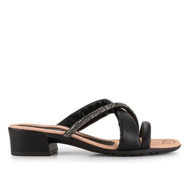 Imagem de Tamanco Campesí Salto Bloco Baixo Feminino Brilhos Preto