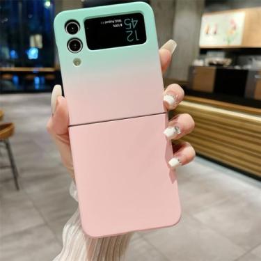 Imagem de Capa de telefone cor gradiente para samsung z flip 4 flip5 zflip 3 flip 5 4 3 capa fosca, céu bluepink, para samsung z flip5