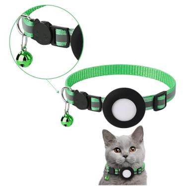 Imagem de Coleira Refletiva com Suporte Gps Rastreador Gato, Cachorro, Pet (Verde)