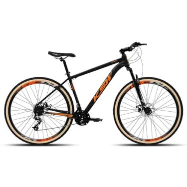 Imagem de Bicicleta Aro 29 KSW XLT 1x9v com 9 Marchas Pedivela Single Coroa Unica de 1v Catraca 9V 11/36 Dentes Freio Hiudraulico e Garfo de Suspensão,17,Preto Laranja