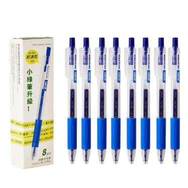 Imagem de Joucien 8 peças/caixa -0,5 mm caneta neutra de pressão de grande capacidade simples cabeça ST preta caneta neutra de secagem rápida - azul (8 peças/caixa)