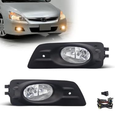 Imagem de SPIEGEER Conjunto de faróis de neblina para Honda Accord Sedan 2006 2007, kit de substituição de 4 portas com fiação e interruptor lâmpadas de halogênio H11 12V 55W (lente transparente)