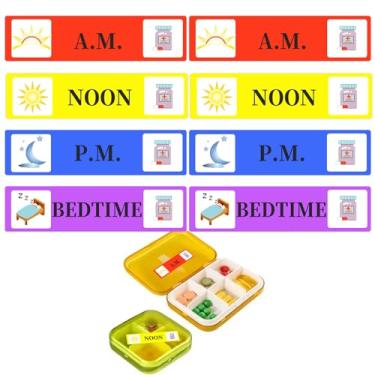 Imagem de 500 adesivos de medicamentos para instruções de medicamentos - Adesivo de lembrete de remédio para manhã ao meio-dia à noite para dormir 6 cm x 4 cm para adesivos para planejadores de comprimidos