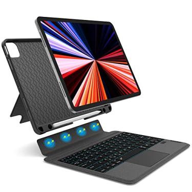 Imagem de WIWU Capa com teclado para iPad de 10,2 polegadas, 9ª / 8ª geração (2021/2020/2019), Air 3 2019, iPad Pro de 10,5 polegadas 2017, teclado magnético destacável com Bluetooth com capa