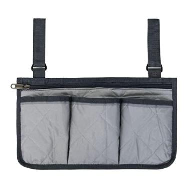 Imagem de Bolsa lateral para cadeira de rodas organizador de trilhos de cama bolsa de descanso de braço para idosos deficientes - cinza