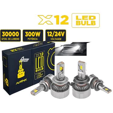 Imagem de Kit Ultra Led Super Bco 6000K 300W 30 Mil Lumens 12-24V H4