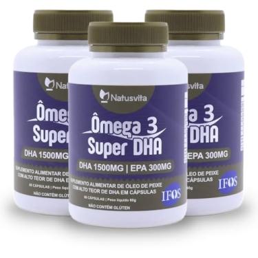 Imagem de Kit 3und. 180 cáps Ômega 3 SUPER DHA 1.500mg Selo IFOS Concentrado