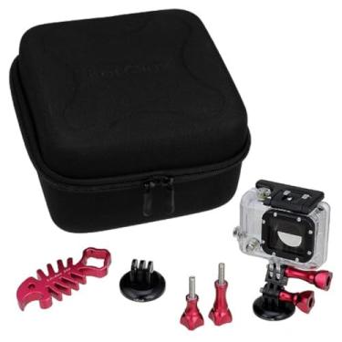 Imagem de Fotodiox Pro GoTough CamCase Duplo, Kit Vermelho – Estojo de Transporte GoTough e Acessórios de Metal de Alumínio para Duas Câmeras GoPro (parafusos de polegar GoTough CamCase Duplo, Médio e Curto, Extensor, Adaptadores de Tripé para Câmera, Chave Tubarão); se encaixa GoPro HD Hero, Hero2 e Hero3