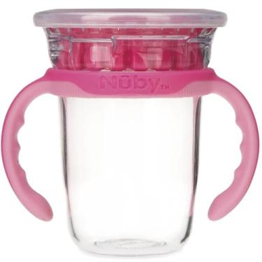 Imagem de Copo de Treinamento Infantil Antivazamento 360° Com Alça 240ml Para Bebê +18 Meses Tritan Rosa Nuby