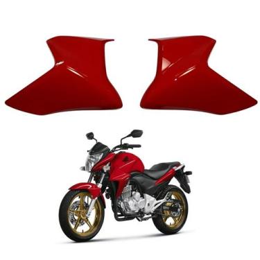 Imagem de Kit Par Carenagem Aba Aleta Guia Ar Tanque Vermelho Maceio Honda Cb300