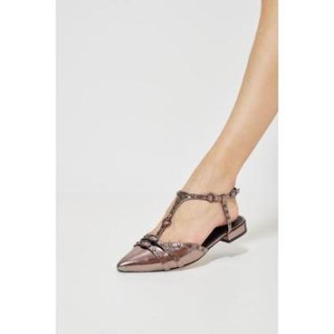 Imagem de Slingback Baixo em Couro Onix / Grafite Cecconello-Feminino