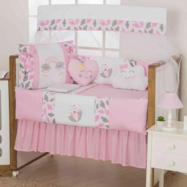 Imagem de Kit berço completo 11 peças masculino e feminino arco iris nuvem passa