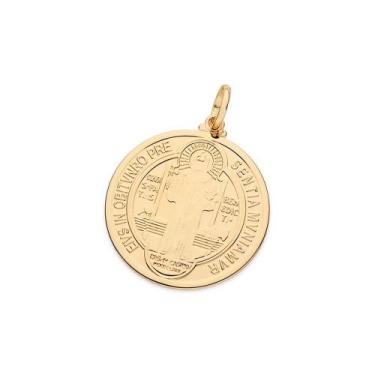 Imagem de Pingente  banhado ouro 3x 24k 18k e 22k  unissex são bento medalha red