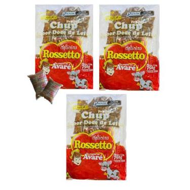 Imagem de Kit 3 pacotes c/ 50 un Chup Doce de Leite Rosseto 1,5kg - Rossetto