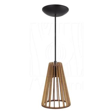 Imagem de Luminária Pendente Madeira Koni Rústico Escritório Sala - Madelumi