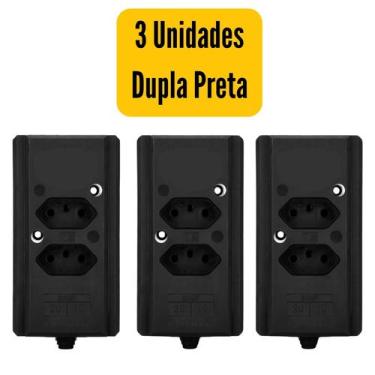 Imagem de Kit C/3 Und Tomada Tripla 10a/20a Régua P/ Extensão 2P+T - Eletro Salv