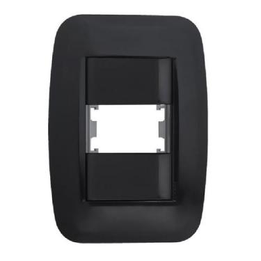 Imagem de Placa + bastidor para 1 modulo 2x4 preta classica pezzi